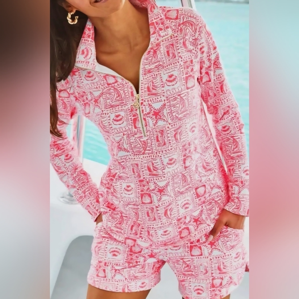 Lilly Pulitzer NWT UPF 50+ Skipper Popover Mizner Red Seaside Harbour